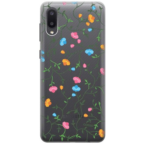 фото Ультратонкий силиконовый чехол-накладка clearview для samsung galaxy a02 с 3d принтом "сurly flowers" gosso