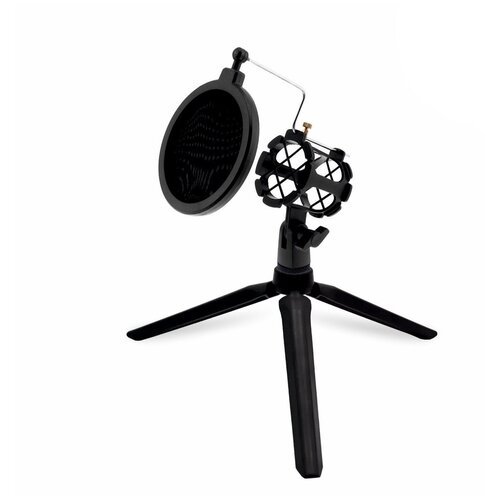 Настольная стойка трипод NKF-2 для микрофона с держателем паук диаметром 2-4 см и поп-фильтром диаметром 10 см