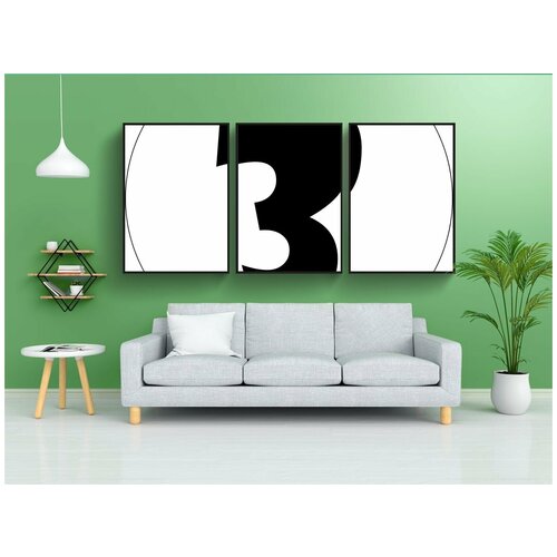 фото Набор модулных постеров для интерьера "три, номер, цифра" 60x90 см. в тубусе, без рамки lotsprints