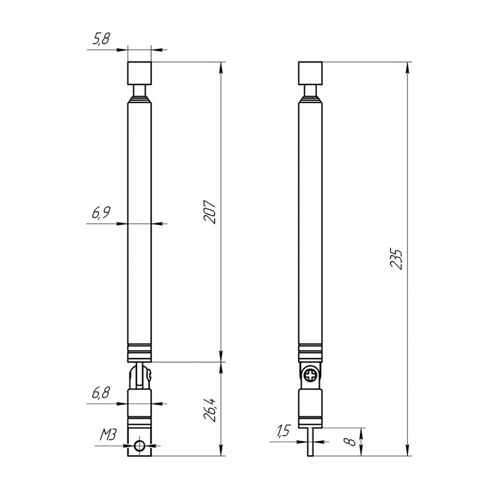 AST-13 D7mm S5 200-860mm телескопическая антенна