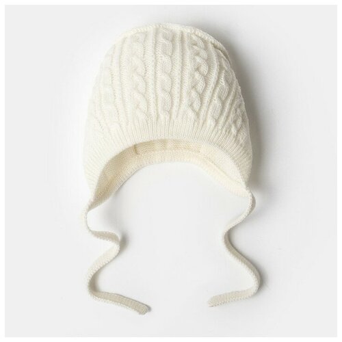 фото Шапка детская "мимими", цвет молочный, 1-3 мес уси-пуси