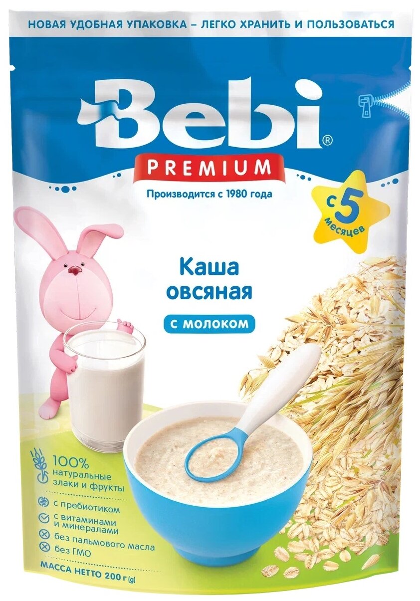 BEBI PREMIUM Каша Овсянка с Молоком {с 5 мес.} 200г