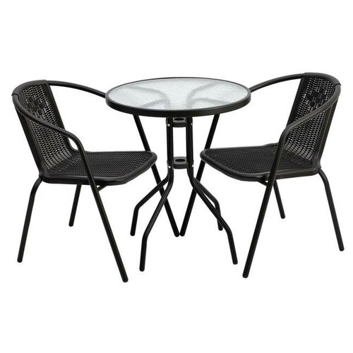 фото Набор садовой мебели стол+2 кресла коричневый mikimarket