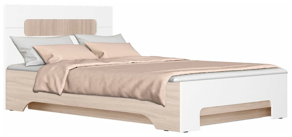 Кровать стиль МК Палермо С Ясень Шимо светлый / Белый глянец 120х200 см С основанием и подъемным механизмом