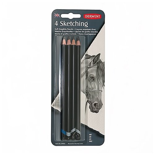 derwent набор карандашей чернографитных academy sketching hang pack 2h 3b 6 шт 2300086 6 шт Derwent Набор чернографитовых карандашей заточенный 4 шт. ассорти Sketching 39003