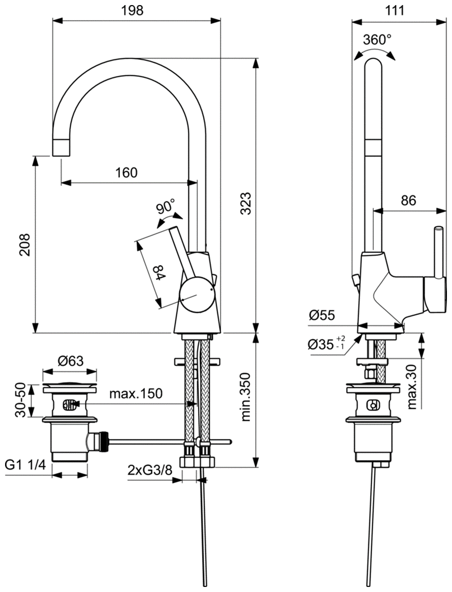 Смеситель для раковины Ideal Standard CERALINE BC195AA