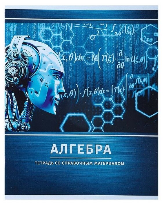 Тетрадь предметная "Металл", 48 листов в клетку "Алгебра" со справочным материалом, обложка мелованный картон, блок №2, белизна 75% (серые листы)