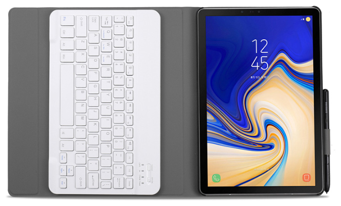 Клавиатура MyPads для Samsung Galaxy Tab A 10.5 SM-T590 (2018) / SM-T595 (2018) съемная беспроводная Bluetooth в комплекте c кожаным чехлом и пла.