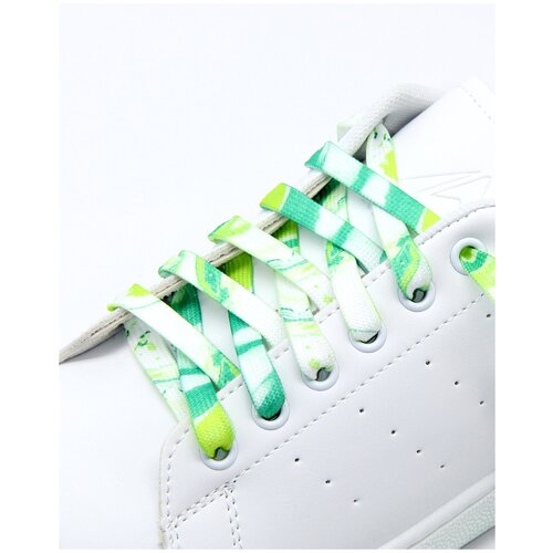 фото Шнурки для обуви, бело-зеленые, длиной 120 см нет бренда
