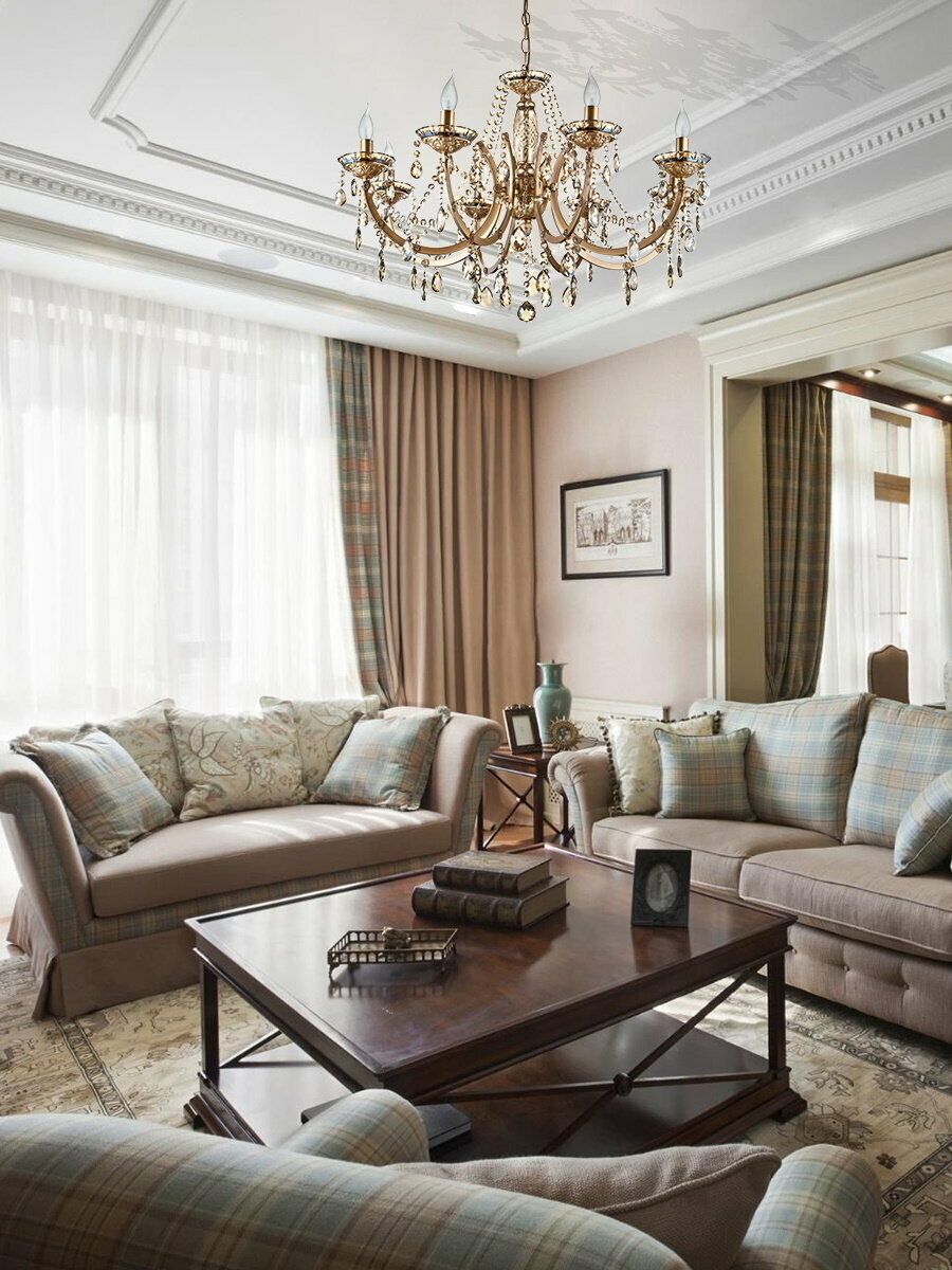 люстра подвесная LAMPLANDIA Helda 8х40Вт E14 металл золотая - фото №3