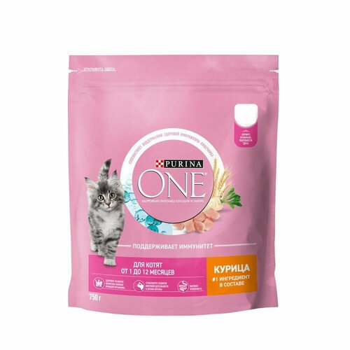 Purina 750 г сухой корм для котят, с высоким содержанием курицы и цельными злаками 5 шт