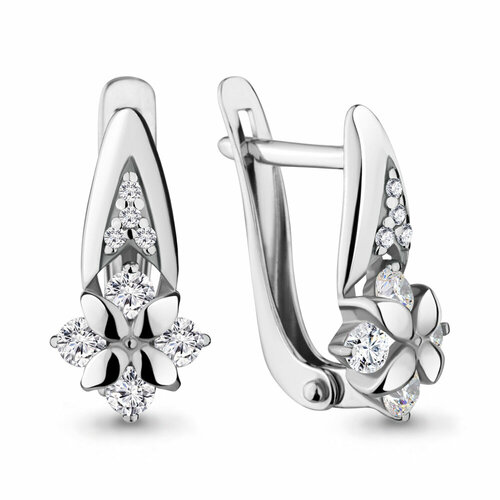 Серьги Яхонт, серебро, 925 проба, фианит, бесцветный