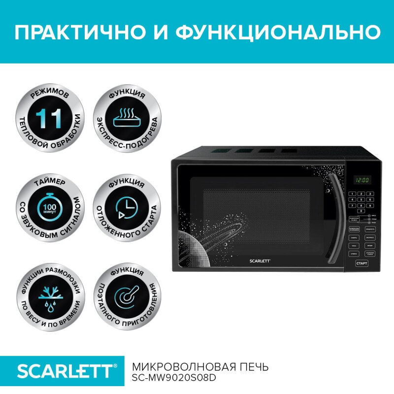 Микроволновая печь SCARLETT 20L черный (SC-MW9020S09D) - фотография № 5