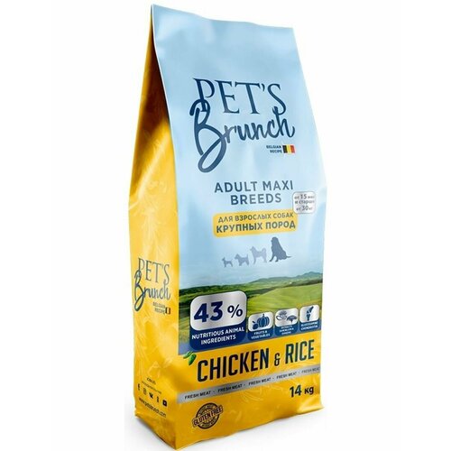 Корм сухой PET'S BRUNCH для взрослых собак крупных пород с мясом птицы, 14 кг