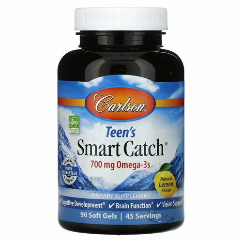 Carlson, Teen"s Smart Catch, Natural Lemon, 350 mg, 90 Soft Gels