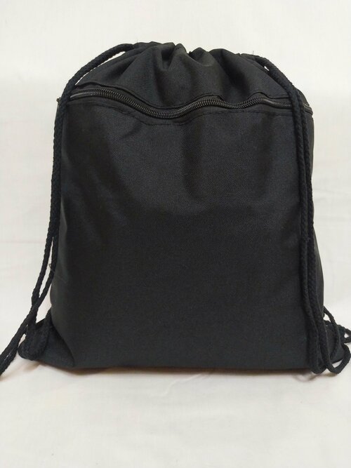 Мешок/сумка для обуви с карманом 41х36 см, черный (ткань)