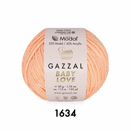 Пряжа Baby Love Gazzal (1634), 50 г, 115 м, 55% модал, 45% акрил (2 шт.)