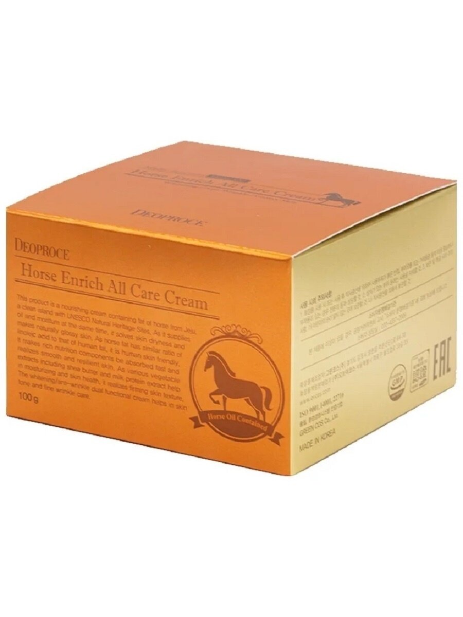 Крем для лица питательный с лошадиным жиром Deoproce Horse Enrich All Care Cream 100гр - фото №16