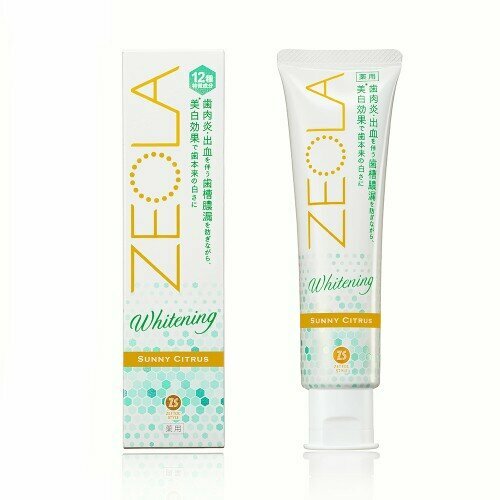 NIPPON ZETTOC Японская отбеливающая зубная паста с фтором ZEOLA для укрепления дёсен (солнечный цитрус), 95 гр