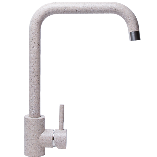 Смеситель для кухни однорычажный высокий, поворотный 360 градусов, песок, под каменную мойку GranAlliance