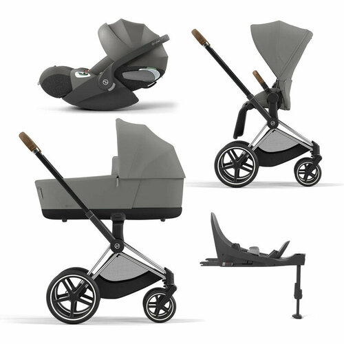 фото Cybex priam iv коляска 4 в 1, шасси iv chrome brown/mirage grey