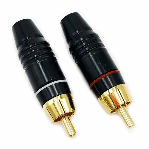 Разъем RCA штекер металл позолоченный красный и белый Nakamichi 51мм 2 штуки 718₽