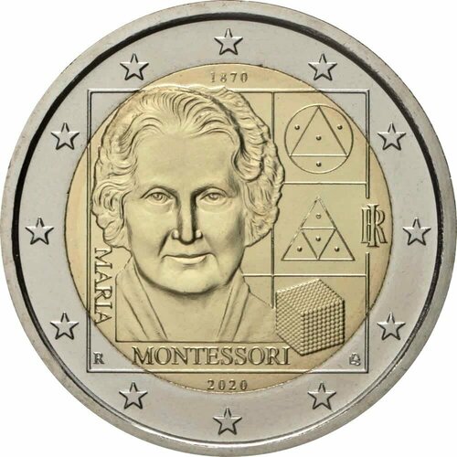 Италия 2 евро 2020. 150 лет со дня рождения Марии Монтессори