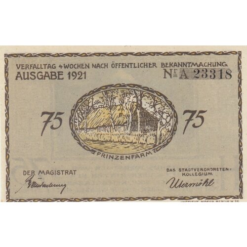 Германия (Веймарская Республика) Плён 75 пфеннигов 1921 г. (3)