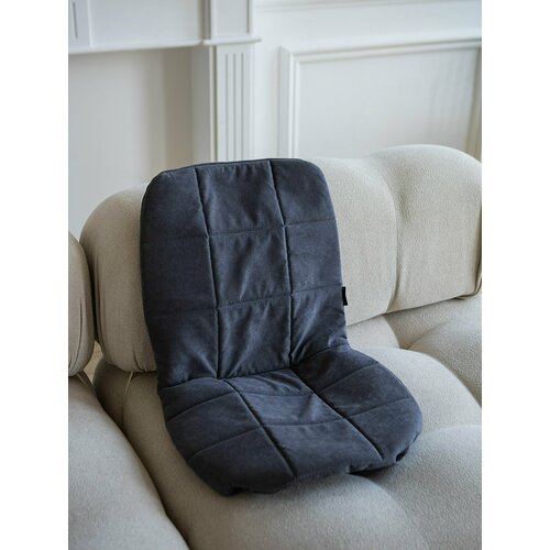 Комплект чехлов на стул со спинкой Тедди из велюра, темно-серый, прострочка квадрат, 3 шт