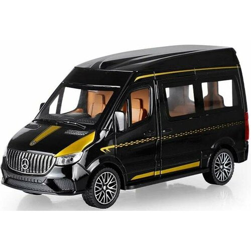 Микроавтобус металлический инерционный MERCEDES-BENZ SPRINTER 1:24 со звуком и светом Цвет Чёрный DK TOYS DC24292_BK