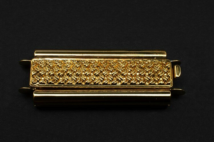 Замок-защелка с зажимом-трубочкой 29х10мм Elegant elements цвет золото металл 06-112 1шт