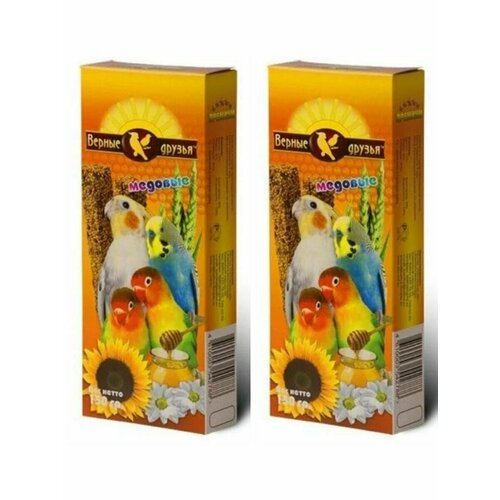 Верные друзья Лакомство для попугаев с медом, 2 шт по 150 гр