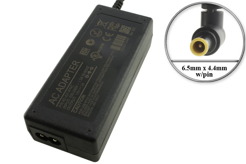 Адаптер (блок) питания 14V, 3A, 42W, 6.5mm x 4.4mm (AD-4214PNC, AD-4214N, AP04214-UV, SAD04214A-UV), для монитора и телевизора Samsung и др. устройств