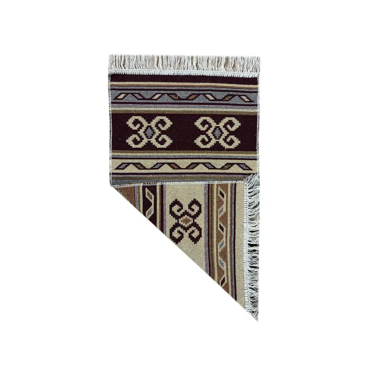 Коврик Kilim Usak из хлопка 50х80 бордово-бежевый - фотография № 1