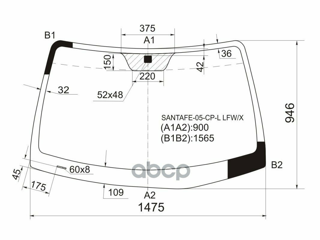 Стекло Лобовое Hyundai Santa Fe 05-12 XYG арт. SANTAFE-05-CP-L LFW/X