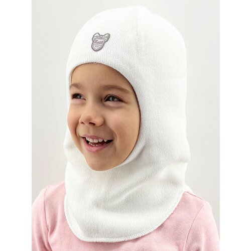 Балаклава шлем Бушон для девочек зимняя, хлопок, размер 46-48, белый