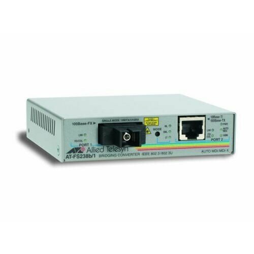 Медиаконвертер Allied Telesis AT-FS238A/1 Single-fiber 10/100M bridging converter with 1310Tx/1550Rx, 15km reach. (990-001171-20) медиаконвертер allied telesis at mc1008 sp