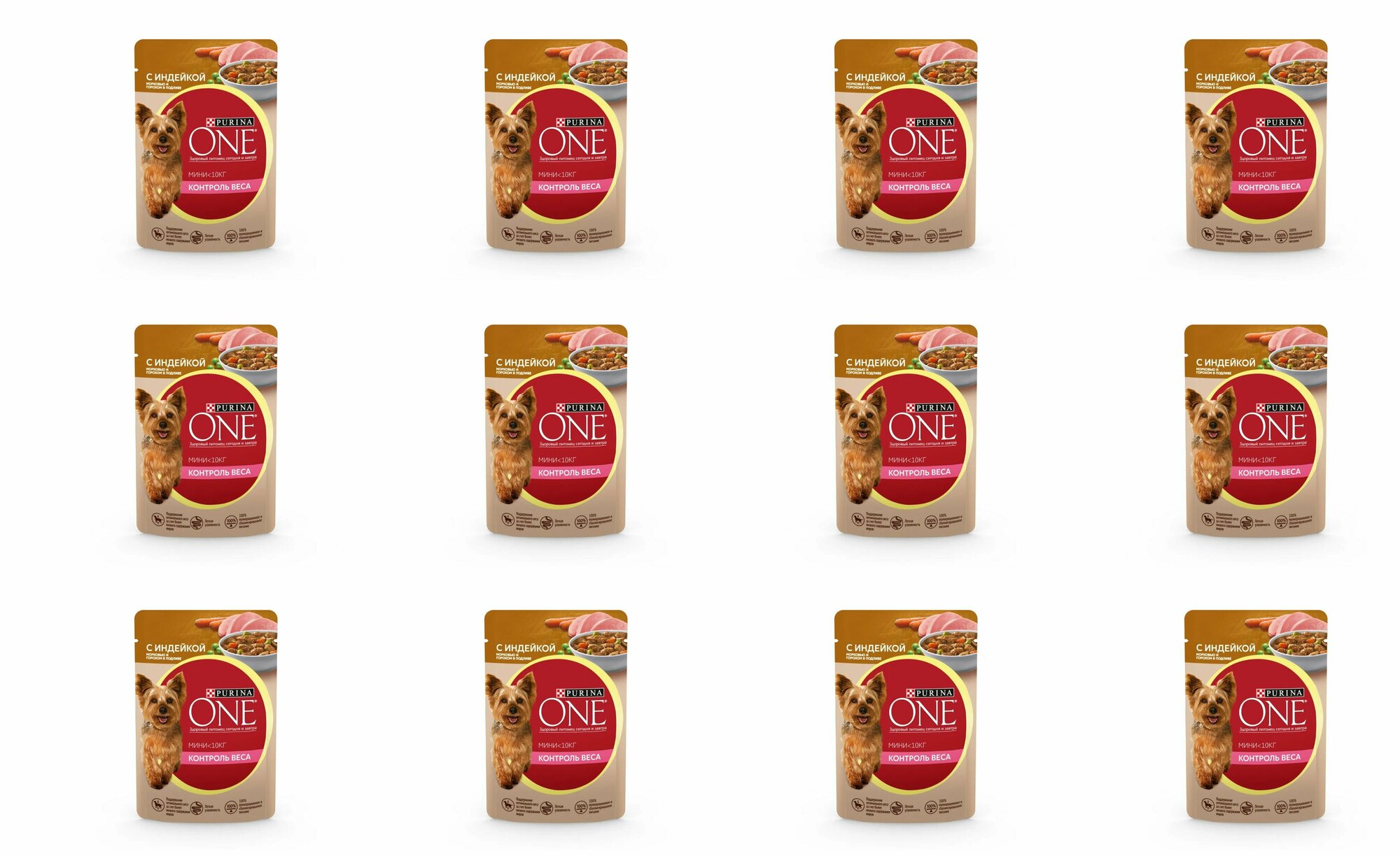 фото Purina One корм контроль веса для собак для собак Мини, с индейкой, морковью и горохом в подливе, 85 г, 12 шт