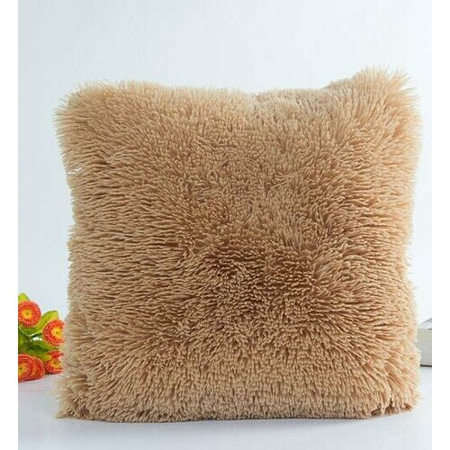 Декоративная подушка мех размер 50 на 50 см бежевый