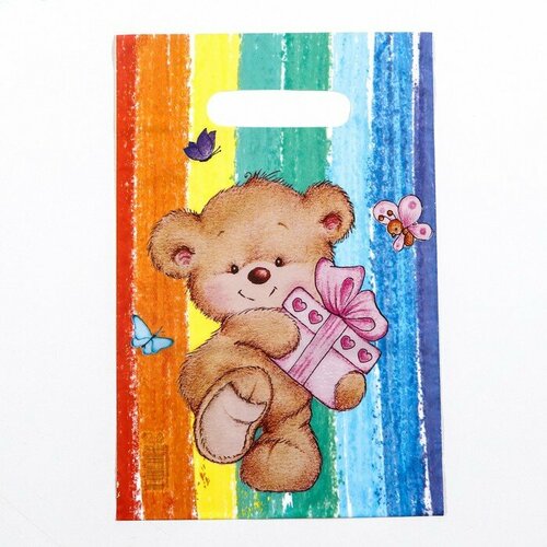 Пакет Подарок от мишутки полиэтиленовый с вырубной ручкой 20х30 см 30 мкм набор 20 штук 395₽