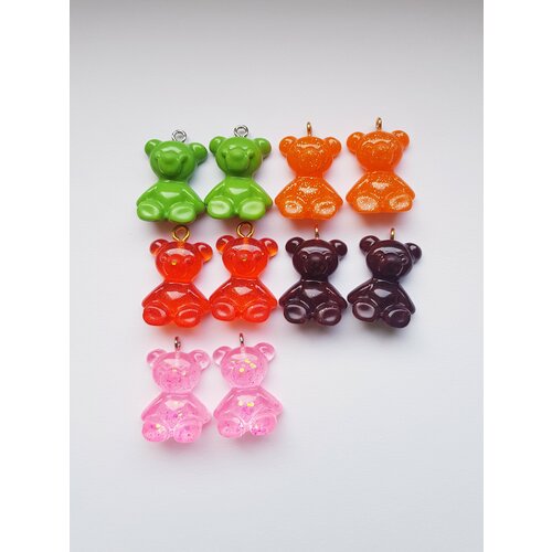 фото Подвеска мишки тедди, зеленый, оранжевый андрюшина е.в