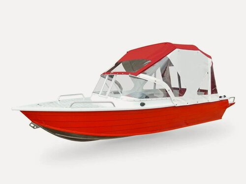 Изображение товара Wyatboat-430 Pro. Тент ходовой с дугами скреплениями на штатное стекло(Т-паз)