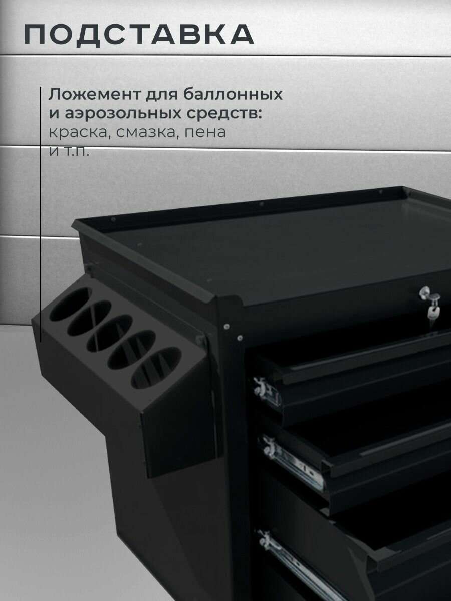 Инструментальная тележка Вертикаль Смарт, чёрная — фото 5