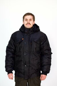 Зимняя мужская куртка IDCOMPANY "Егерь" для охоты, рыбалки и активного отдыха черный оксфорд 46 размер