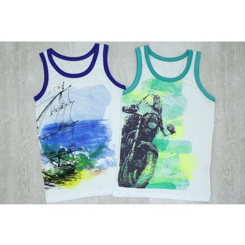 фото Майка doni, комплект из 2 шт., размер 98/104, мультиколор, зеленый