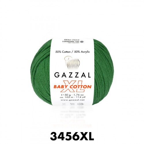 Пряжа Baby Cotton XL Gazzal (3456), 50 г, 105м, 50% хлопок, 50% акрил (2 шт.)