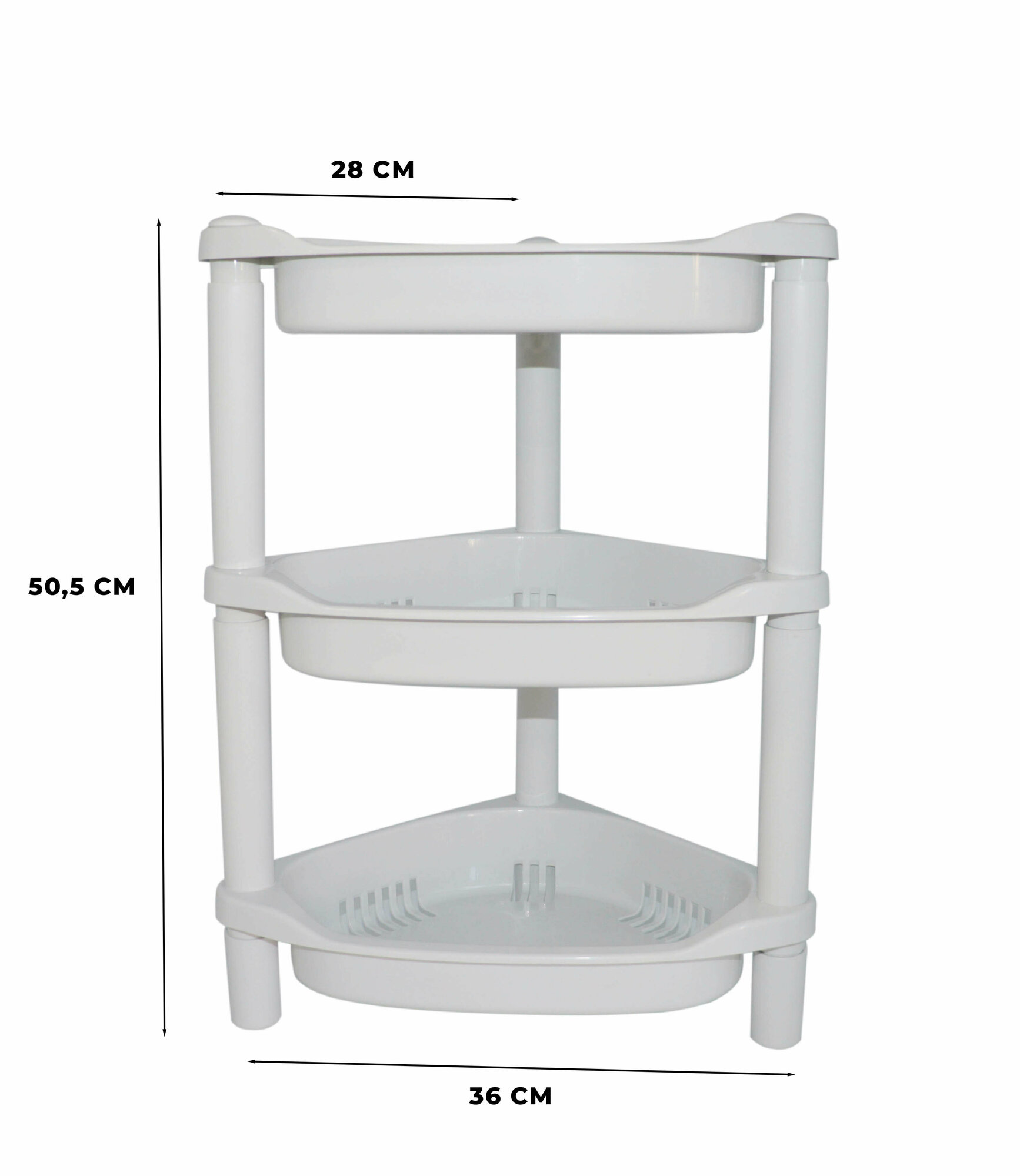 Этажерка пластиковая 3-х ярусная угловая белая