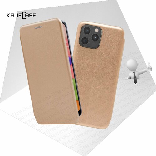 Чехол книжка KaufCase для телефона Apple iPhone 12 /12 Pro (6.1), золото. Трансфомер чехол книжка на apple iphone 12 12 pro эпл айфон 12 12 про с рисунком сиреневые каллы золотистый