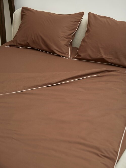 Комплект 1,5-спального постельного белья Esthetic Home мокко с кантом