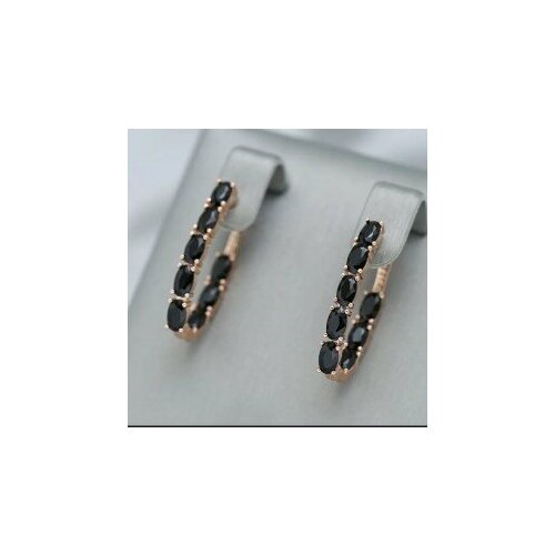 Серьги конго шпинель синтетическая искусственный камень размер 30 мм черныйзолотистый 900₽